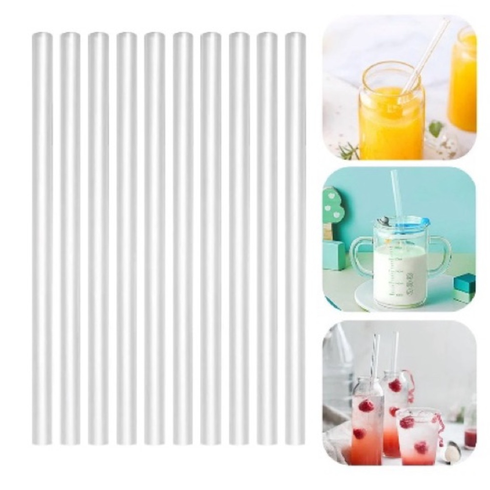 Reusable Clear Straws with Cleaning Brush